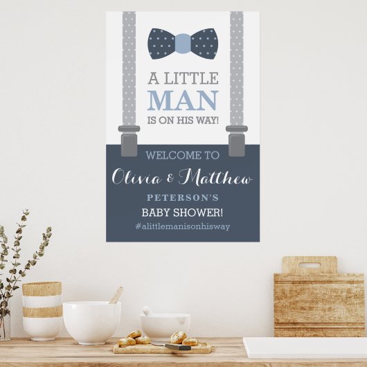 Little Man Welcome Sign. Poster, Baby shower Poster (Keuken)