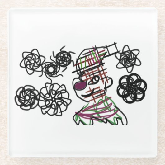 Little man winter glazen onderzetter (Voorkant)