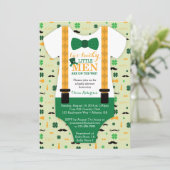 Little Mannen Baby shower Invitation, St Patricks  Kaart (Staand voorkant)