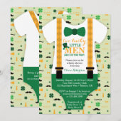 Little Mannen Baby shower Invitation, St Patricks  Kaart (Voorkant / Achterkant)