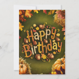 Little Maple Leaf Autumn Herfst Happy Birthday Kaart