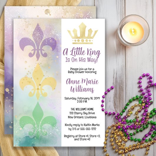 Little Mardi Gras King Baby Shower  Kaart