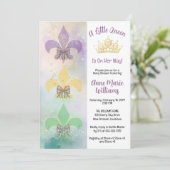 Little Mardi Gras Queen Fleur de Lis Baby Shower Kaart (Staand voorkant)