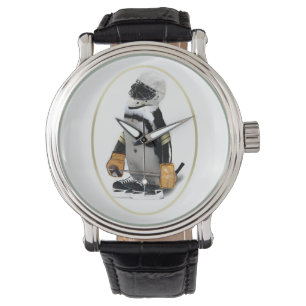 Little Mascot Hockey Player Penguin Horloge