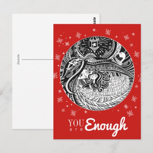 Little Match Girl Angel Rood Briefkaart (Voorkant / Achterkant)