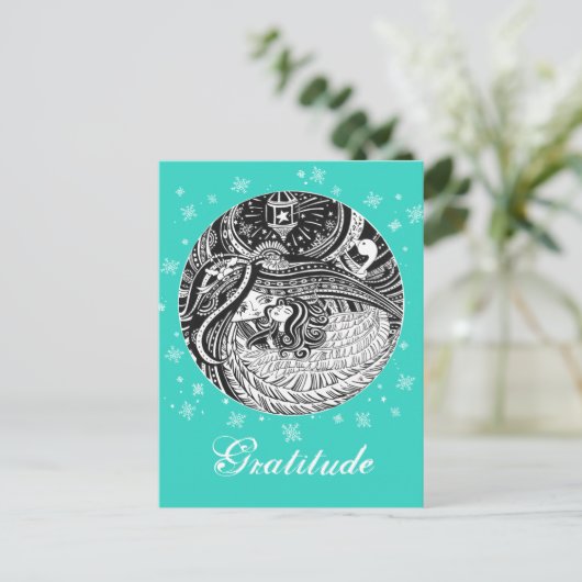 Little Match Girl | Aqua Briefkaart (Staand voorkant)