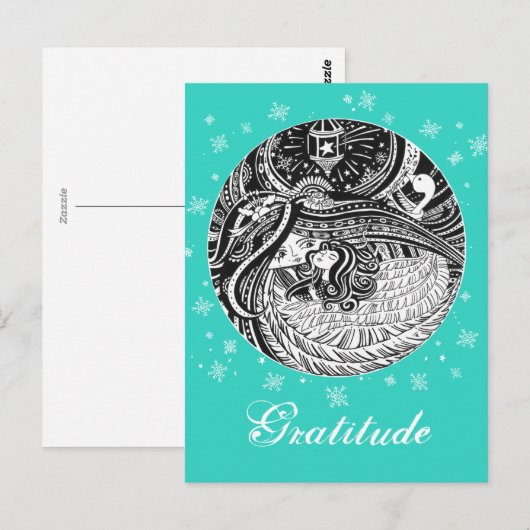 Little Match Girl | Aqua Briefkaart (Voorkant / Achterkant)