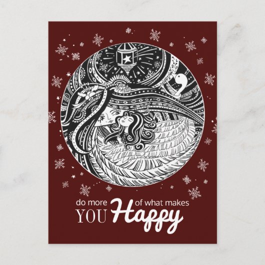 Little Match Girl | Wijnrood Briefkaart (Voorkant)