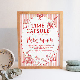 Little Meatball Birthday Time Capsule Sign Poster