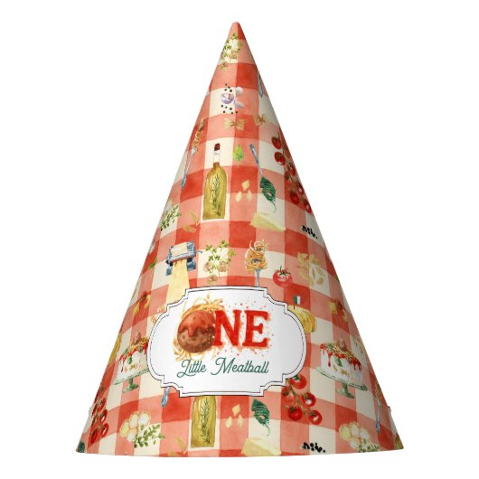 Little Meatball | Holy Ravioli First Birthday Feesthoedjes (Voorkant)