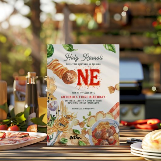 Little Meatball | Holy Ravioli First Birthday Kaart