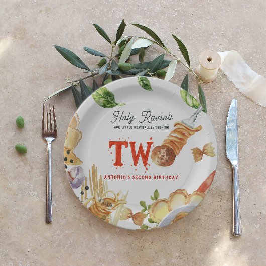 Little Meatball | Holy Ravioli Second Birthday Papieren Bordje