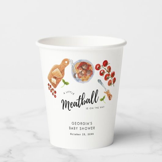 Little Meatball Italiaans eten Baby shower Papieren Bekers (Achterkant)