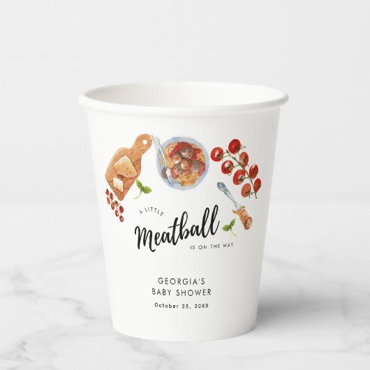 Little Meatball Italiaans eten Baby shower Papieren Bekers (Voorkant)