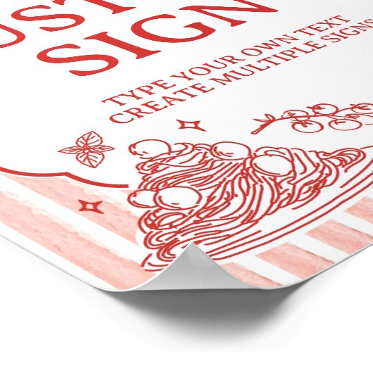 Little Meatball Italian Birthday Party Table Sign Poster (Hoek)