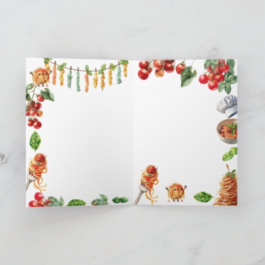 Little Meatball Italian Pasta Baby Shower Bedankkaart (Binnen)