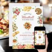 Little Meatball Italian Pasta Baby Shower QR code Kaart