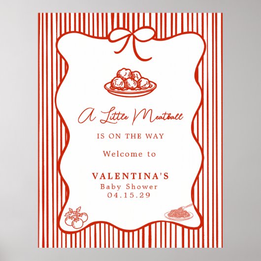 Little Meatball Italian Theme Baby Shower  Poster (Voorkant)