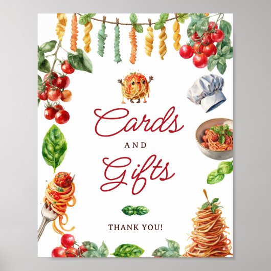 Little Meatball Pasta Baby Shower Cards Gifts Poster (Voorkant)