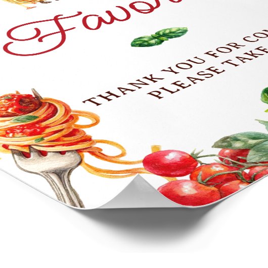 Little Meatball Pasta Baby Shower Favors Poster (Hoek)