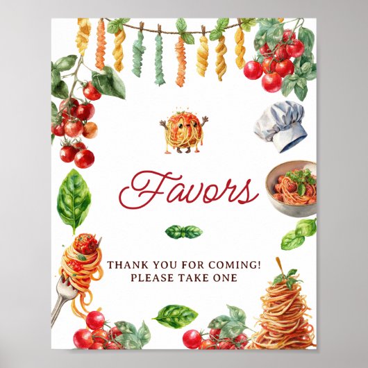 Little Meatball Pasta Baby Shower Favors Poster (Voorkant)