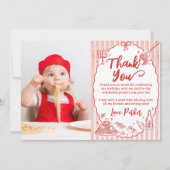 Little Meatball Pasta Birthday Party Photo Bedankkaart (Voorkant)