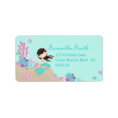 Little Mermaid adreslabel Brunette Etiket (Voorkant)