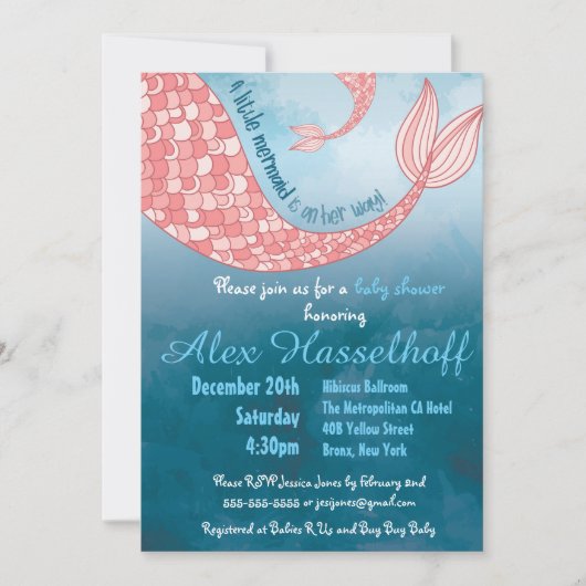 Little Mermaid Baby shower Invitation Kaart (Voorkant)