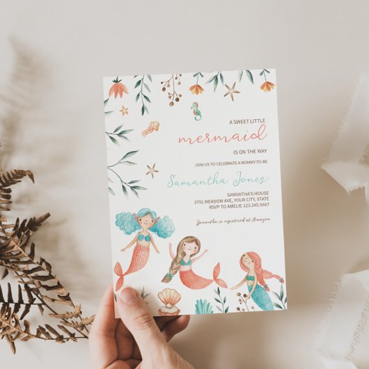 Little Mermaid Baby shower Invitation Kaart