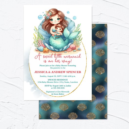 Little Mermaid Baby Shower Kaart