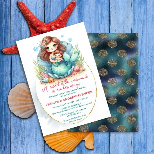 Little Mermaid Baby Shower Kaart