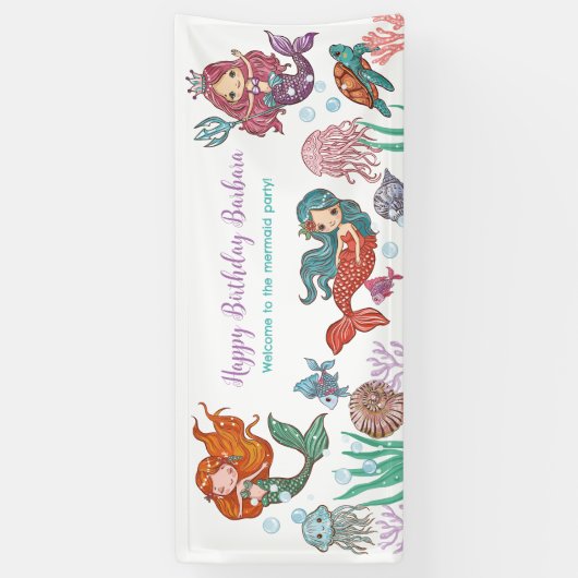 Little Mermaid Birthday Banner (Verticaal)