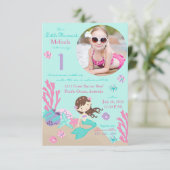 Little Mermaid Birthday Invitation Ltd. Brunette 1 Kaart (Staand voorkant)