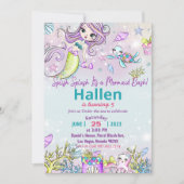 Little Mermaid Birthday Party under the Zee Party Kaart (Voorkant)