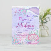 Little Mermaid Birthday Party under the Zee Party Kaart (Staand voorkant)