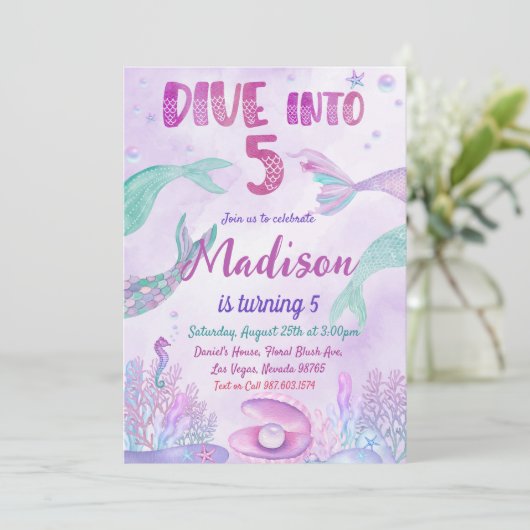 Little Mermaid Birthday Party under the Zee Party Kaart (Staand voorkant)