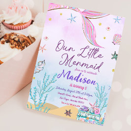 Little Mermaid Birthday Party under the Zee Party Kaart