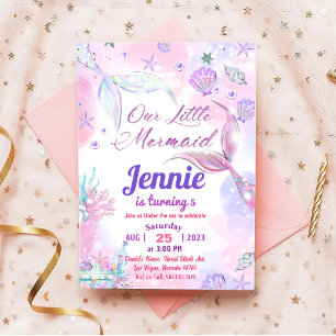 Little Mermaid Birthday Party under the Zee Party Kaart