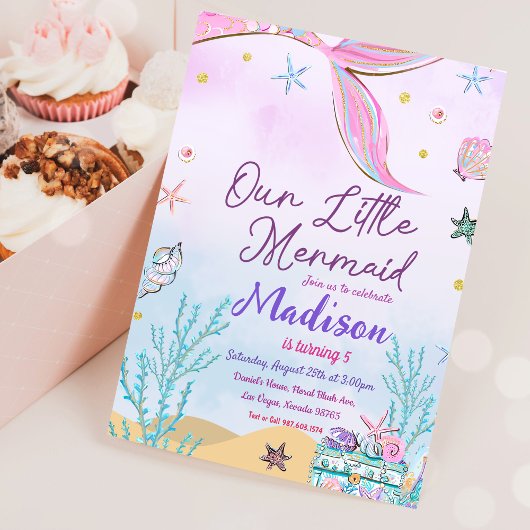 Little Mermaid Birthday Party under the Zee Party Kaart