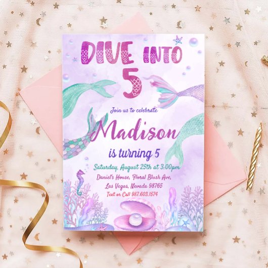 Little Mermaid Birthday Party under the Zee Party Kaart