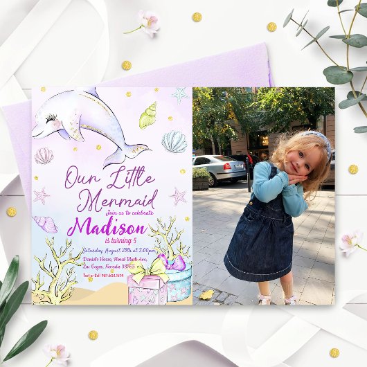 Little Mermaid Birthday Party under the Zee Party Kaart