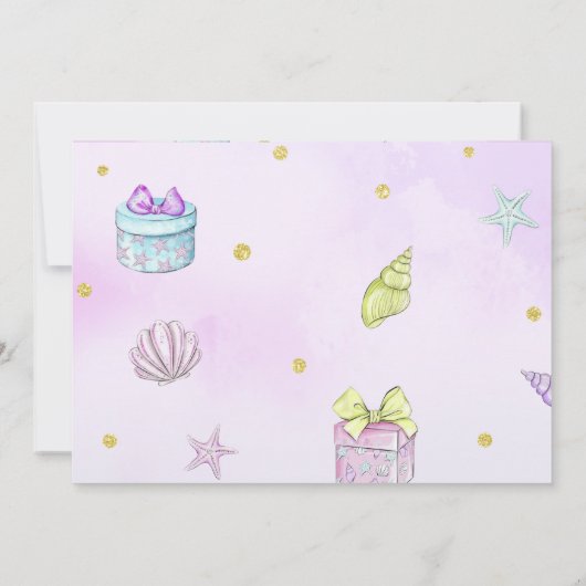 Little Mermaid Birthday Party under the Zee Party Kaart (Achterkant)