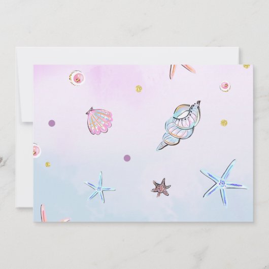 Little Mermaid Birthday Party under the Zee Party Kaart (Achterkant)