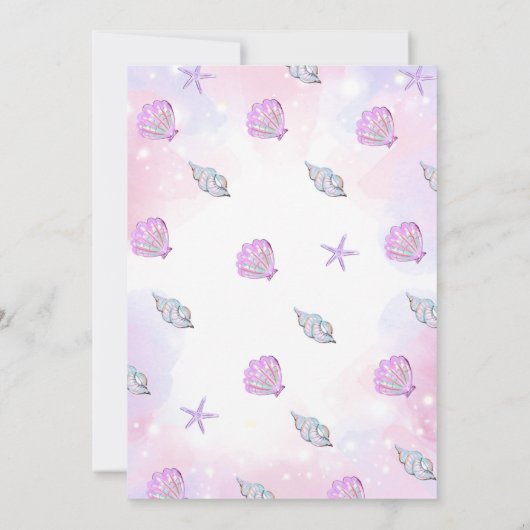 Little Mermaid Birthday Party under the Zee Party Kaart (Achterkant)