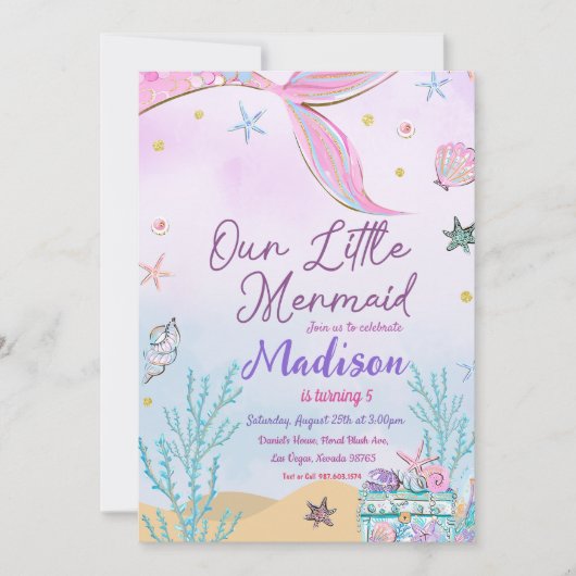 Little Mermaid Birthday Party under the Zee Party Kaart