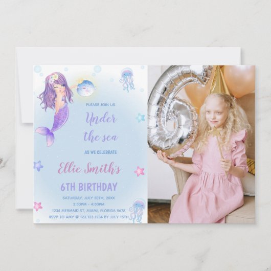Little Mermaid Cards with photo Kaart (Voorkant)
