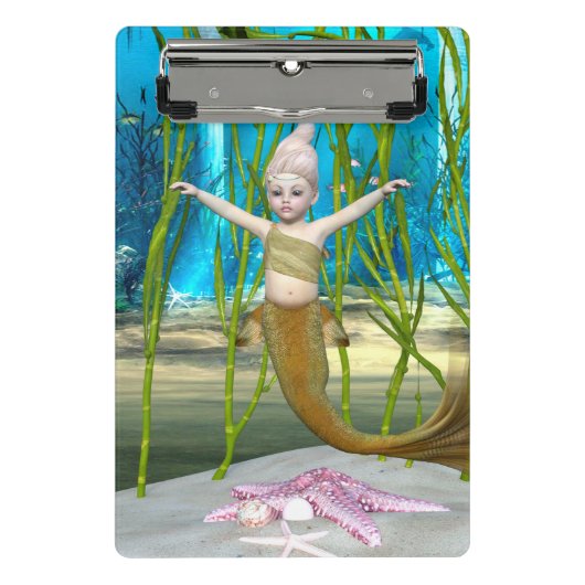 Little Mermaid Cute Fantasy Girl, Blue Ocean Mini Klembord (Voorkant)