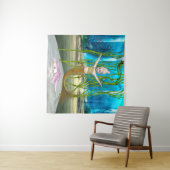 Little Mermaid Cute Fantasy Girl, Blue Ocean Wandkleed (In Situ (horizontaal))