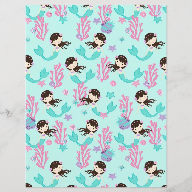 Little Mermaid Dual-side Scrapbook Paper Brunet 1 (Voorkant)