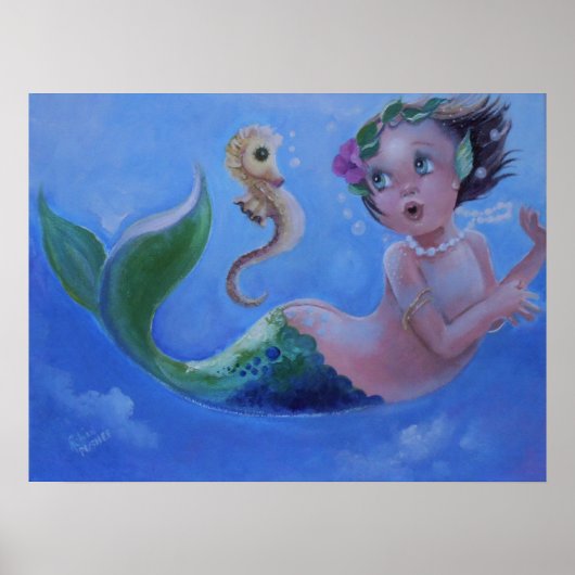 Little Mermaid en Seahorse Poster (Voorkant)
